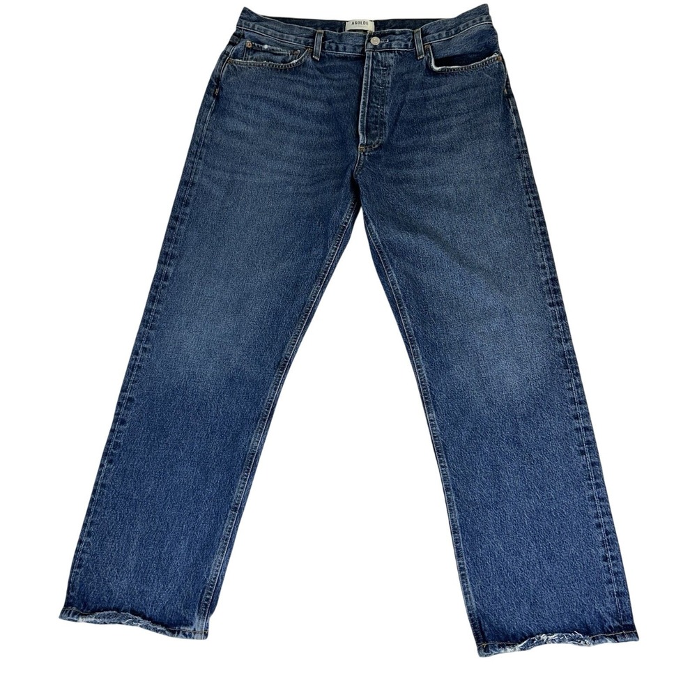 AGOLDE 90's Pinch Waist High Rise Straight Jeans In Range Wash - Size 33 - Picture 3 of 9